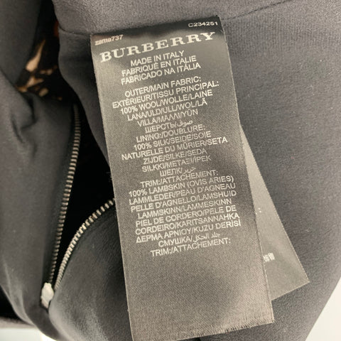 BURBERRY PRORSUM Size 8 Black Brown Wool Animal Print Dress Top