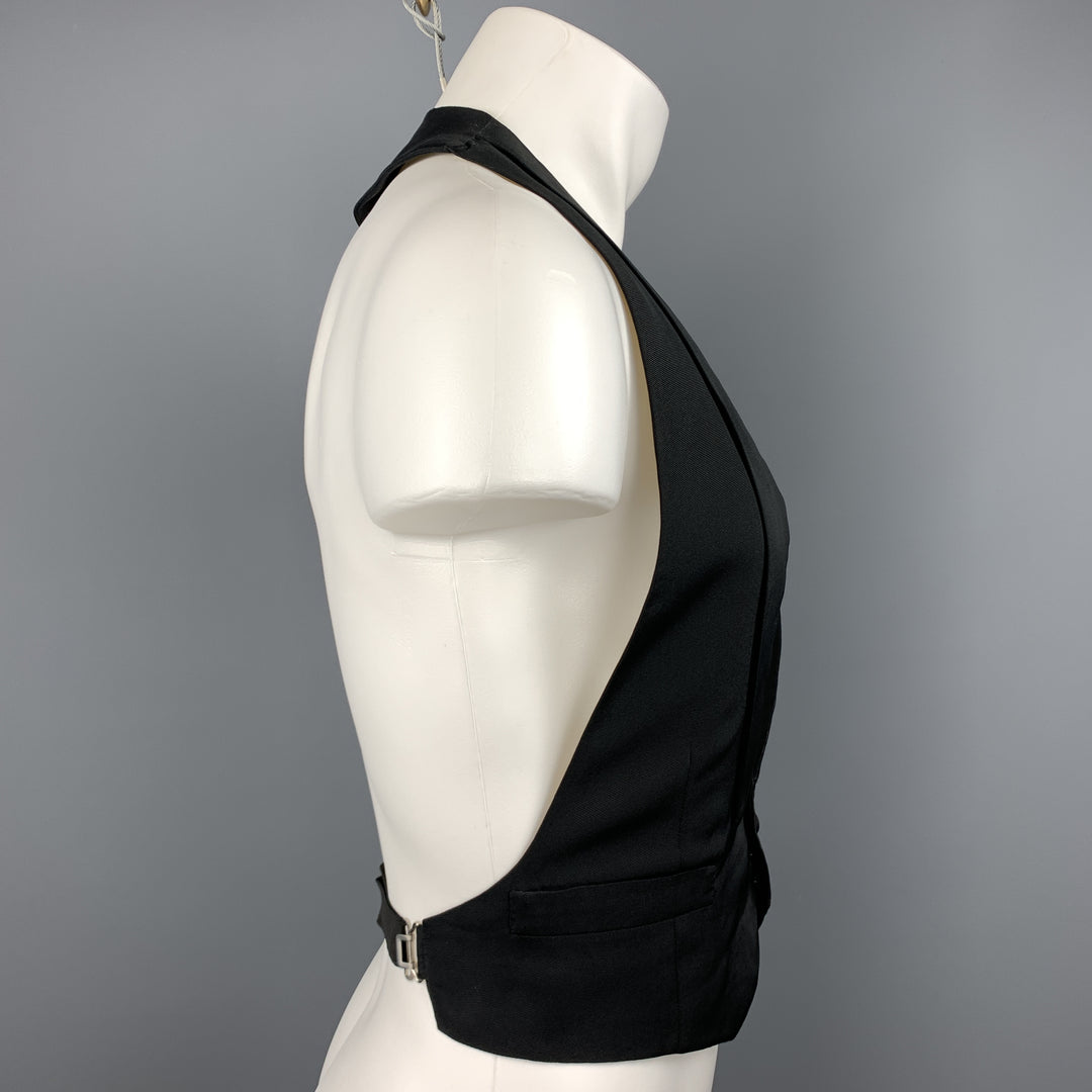 HENRY POOLE & CO Black Solid Silk Tuxedo Size 40 Vest