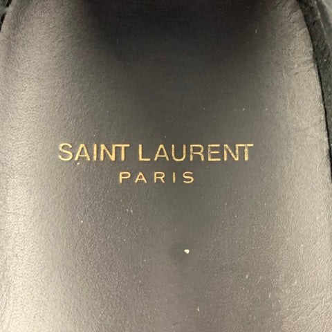 SAINT LAURENT Size 10.5 Black Studded Leather Slip On Silver Sneakers