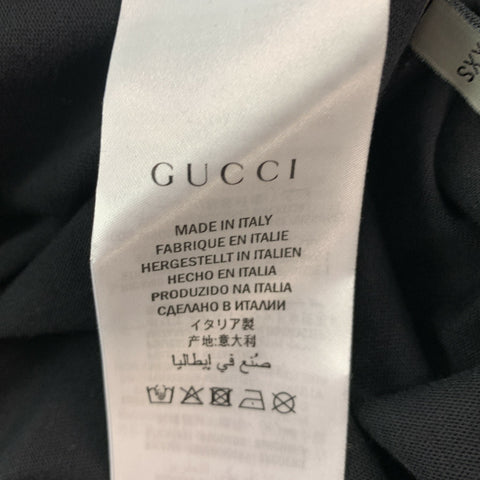 GUCCI Size XXS Black Gold Embroidery Cotton Sleeveless T-shirt