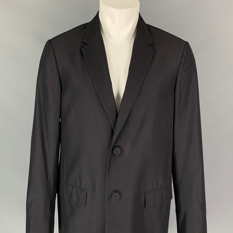 CALVIN KLEIN COLLECTION Size 38 Black Silk Notch Lapel Lightweight Coat