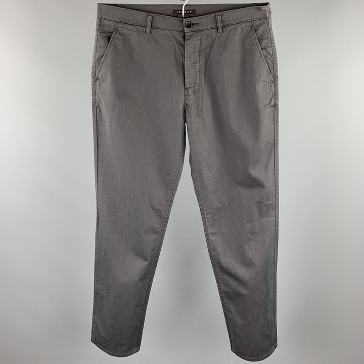 THEORY Size 34 Charcoal Cotton Zip Fly Casual Pants