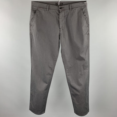 THEORY Size 34 Charcoal Cotton Zip Fly Casual Pants