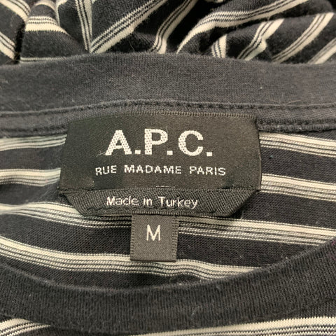 A.P.C. Size M Black White Stripe Cotton Short Sleeve T-shirt