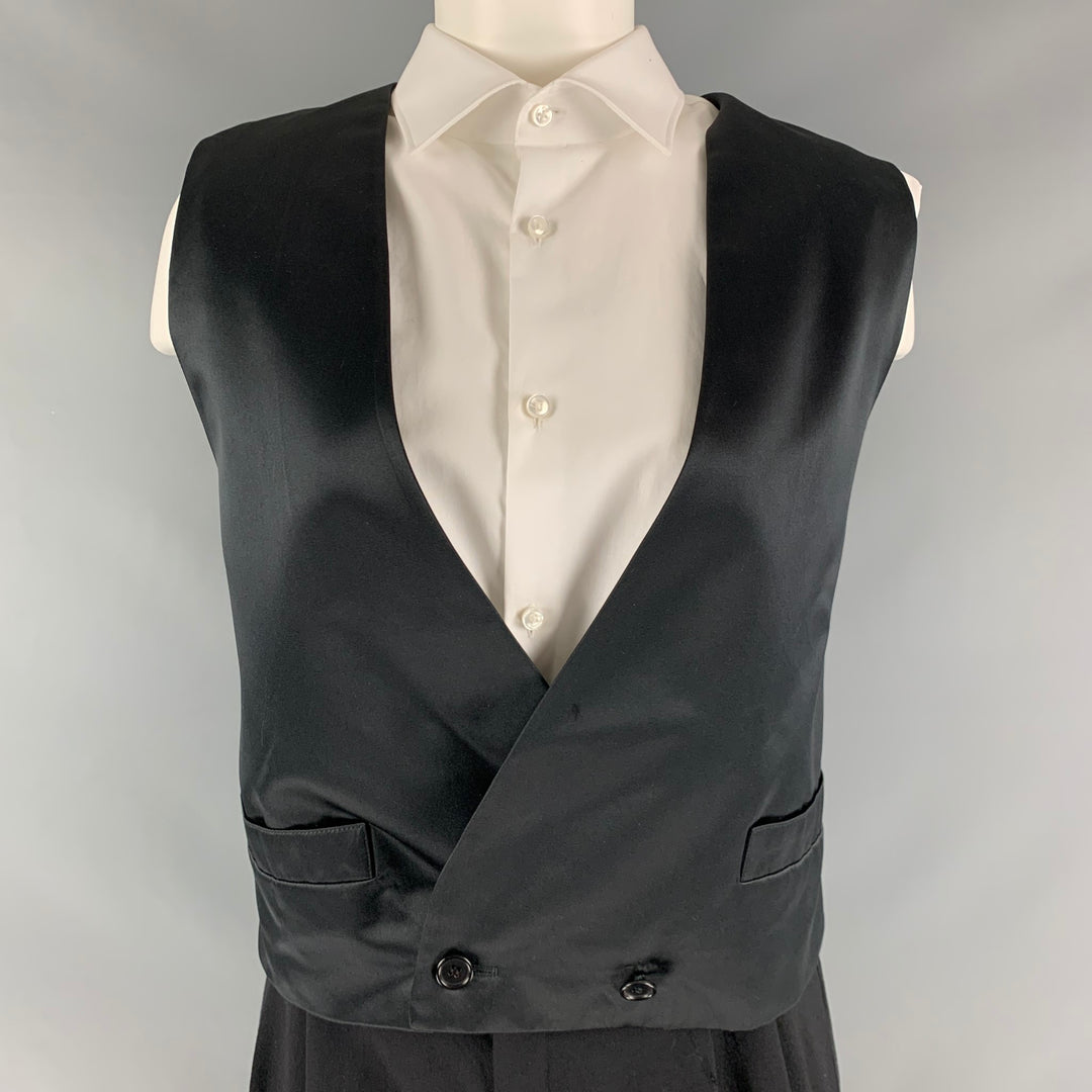 CLAUDE MONTANA Size 12 Black Silk Double Breasted Pants Suit