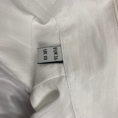 ALEX EAGLE Size 10 White Cotton Stripe Belted Shirt Dress