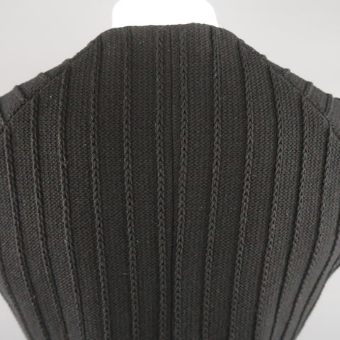 YOHJI YAMAMOTO M Black Knitted Wool Blend Reversible Vest