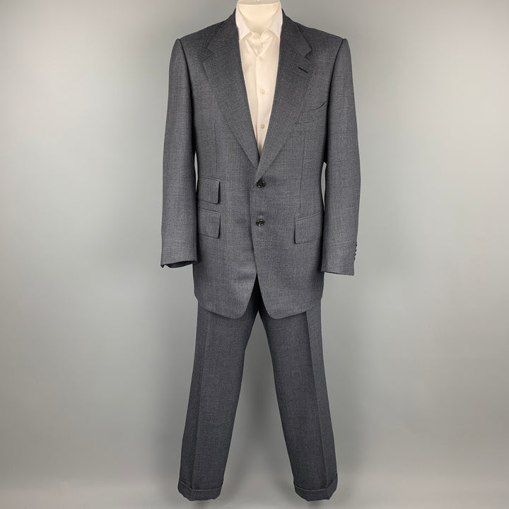 TOM FORD Long Size 48 Navy Wool / Silk Notch Lapel Suit