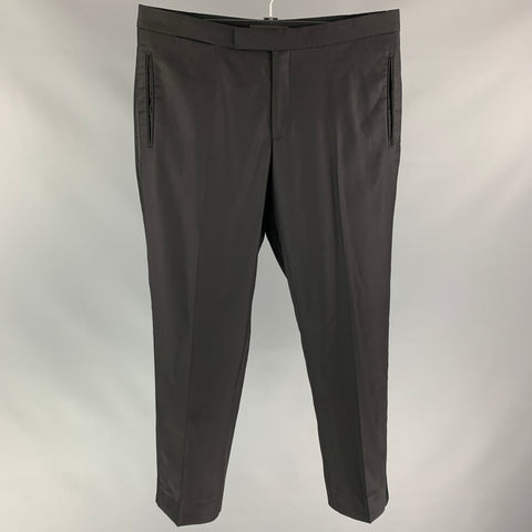SUIT SUPPLY Size 36 Black Wool Tuxedo Dress Pants