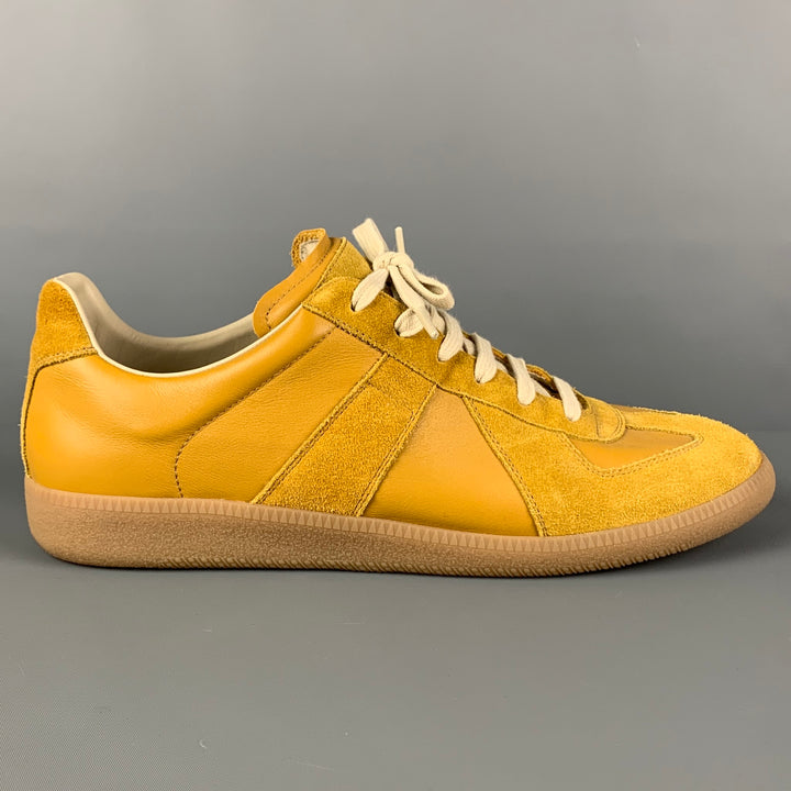 MAISON MARGIELA Size 12 Mustard Suede Replica Sneakers
