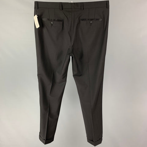 PAUL SMITH Size 36 Black Wool Mohair Tuxedo Dress Pants