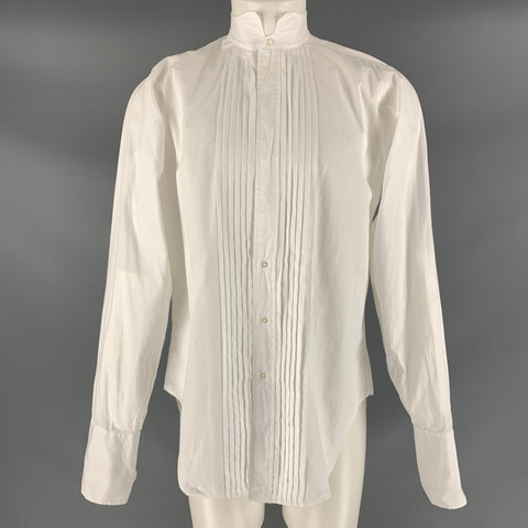 MAUS & HOFFMAN Size M White Solid Cotton Tuxedo Long Sleeve Shirt