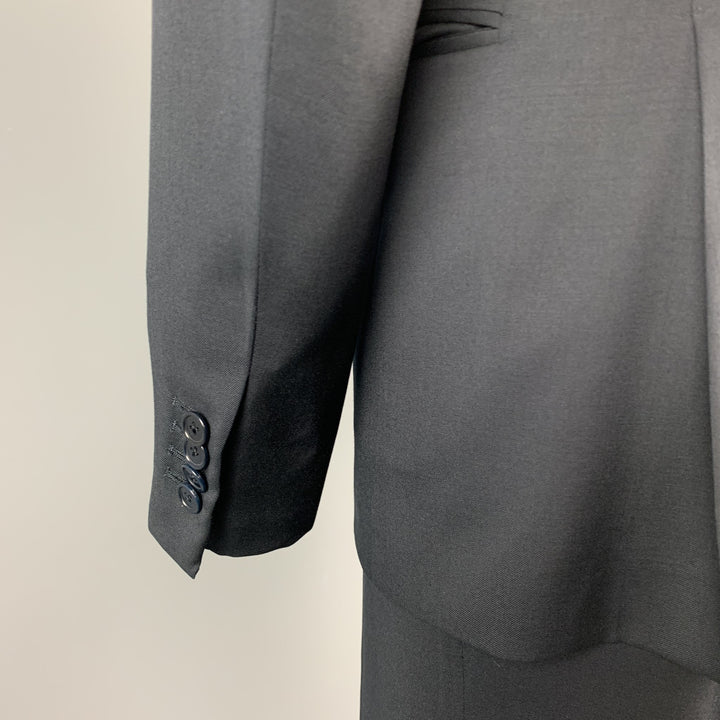 ERMENEGILDO ZEGNA Size 42 Regular Black Wool Notch Lapel Suit