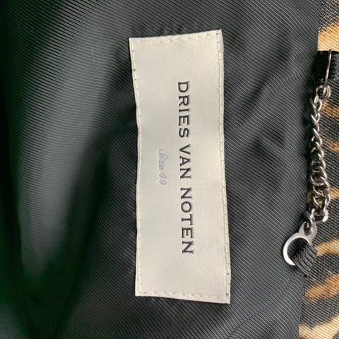 DRIES VAN NOTEN S/S 20 Size 34 Tan & Black Leopard Print Wool Jacket
