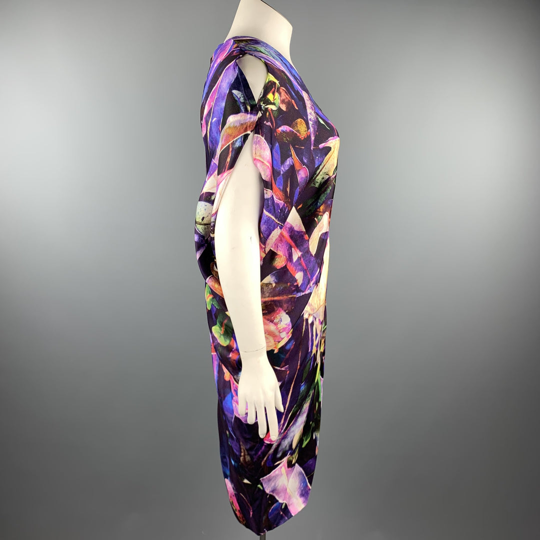 ZERO + MARIA CORNEJO Taille 10 Robe à épaules dénudées en satin floral violet