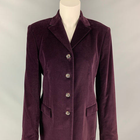 PIAZZA SEMPIONE Size 8 Purple Cotton Blend Velvet Coat