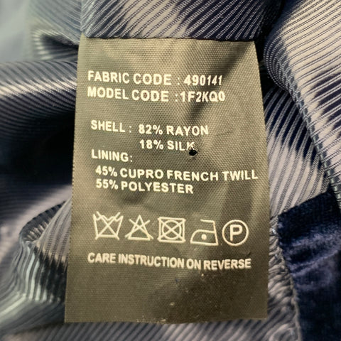 EMPORIO ARMANI Taille 40 Manteau de sport à revers en soie et rayonne en velours bleu marine