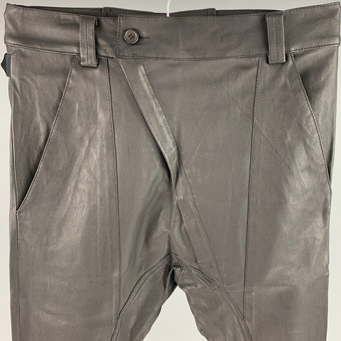 ALEXANDRE PLOKHOV Pantalon décontracté à entrejambe tombant en cuir noir taille S