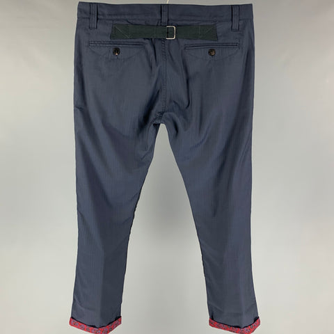 JUNYA WATANABE x Hervier Productions Size L Navy Red Paisley Wool Back Belt Pants