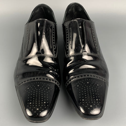 D&G by DOLCE & GABBANA Size 9.5 Black Perforated Leather Laceless Shoes