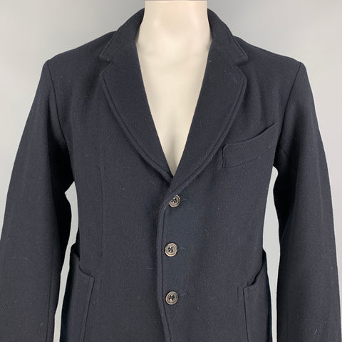 45rpm Size XL Navy Wool Blend Notch Lapel Jacket
