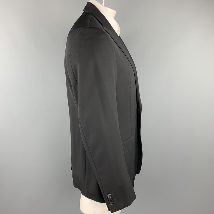 ELIE TAHARI Talla 42 Abrigo deportivo regular con solapa de pico de lana negra