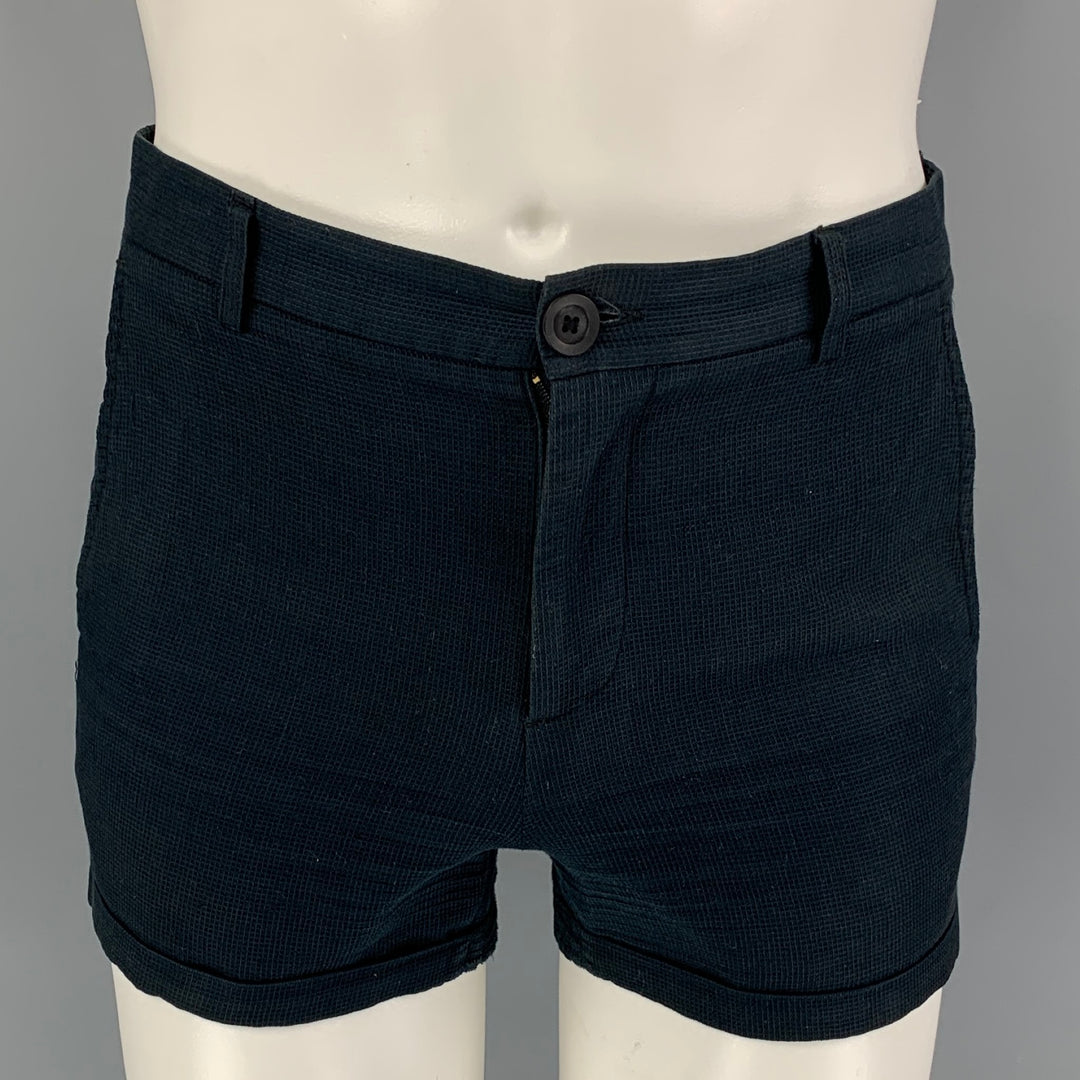 EMPORIO ARMANI Size 30 Navy Textured Mini Shorts