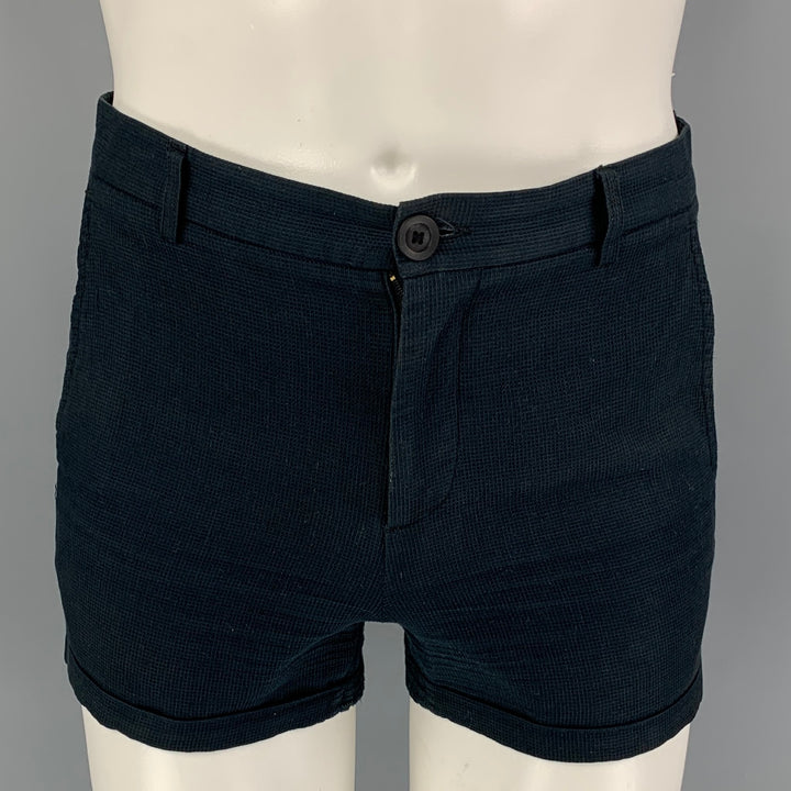 EMPORIO ARMANI Size 30 Navy Textured Mini Shorts