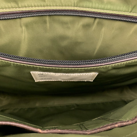 JACK SPADE Grey & Brown Leather Trim Canvas Laptop Bag
