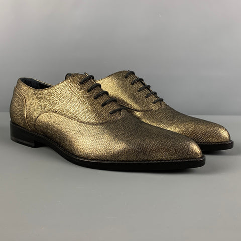 LANVIN Size 7.5 Gold Metallic Leather Lace Up Shoes