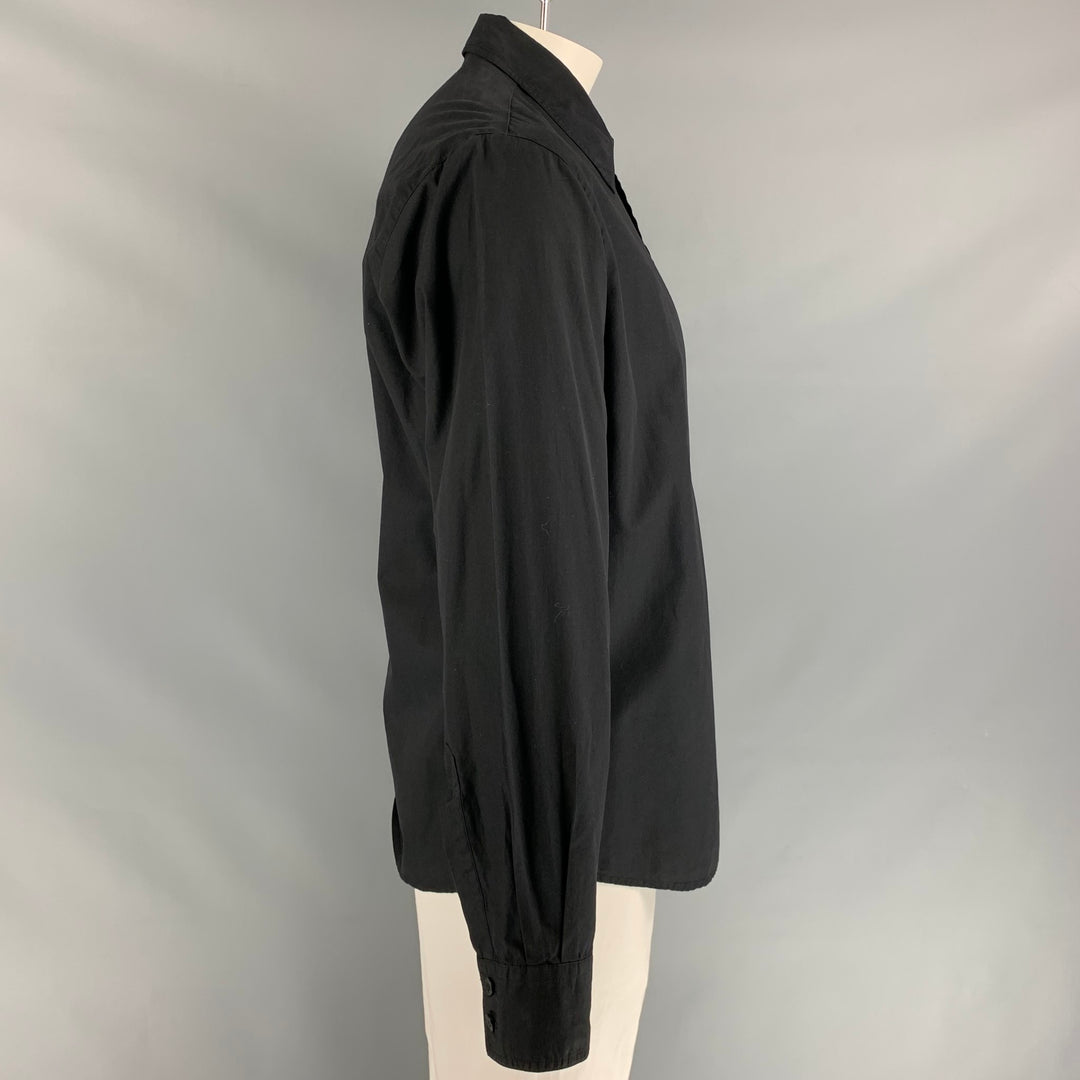 D&G by DOLCE & GABBANA  Size XL Black Solid Cotton Button Up  Long Sleeve Shirt