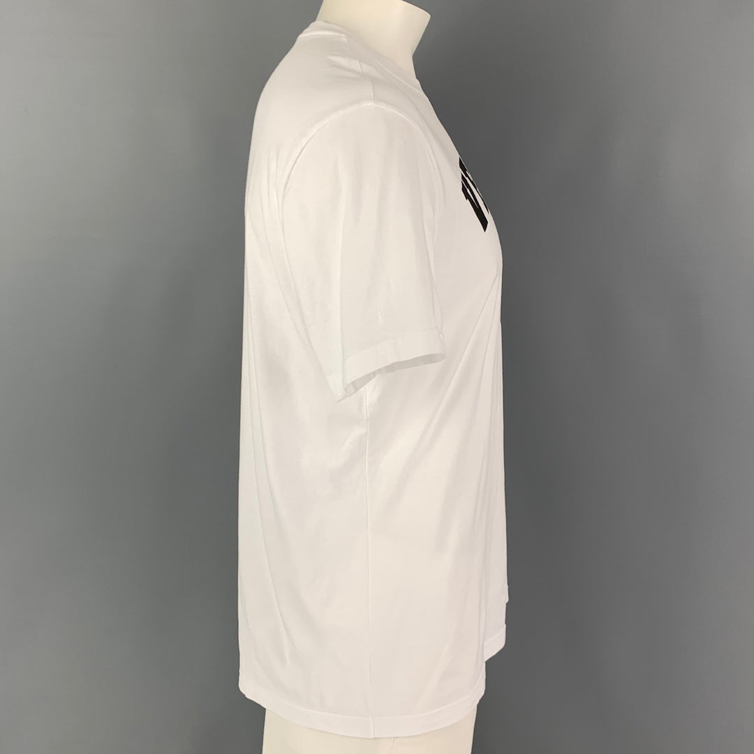 VERSACE Size 3XL White Black Logo Cotton Short Sleeve T-shirt