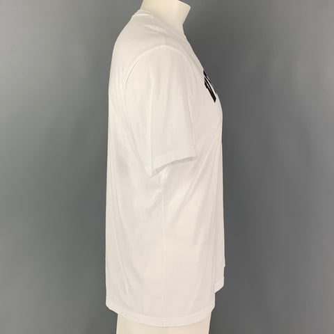 VERSACE Size 3XL White Black Logo Cotton Short Sleeve T-shirt