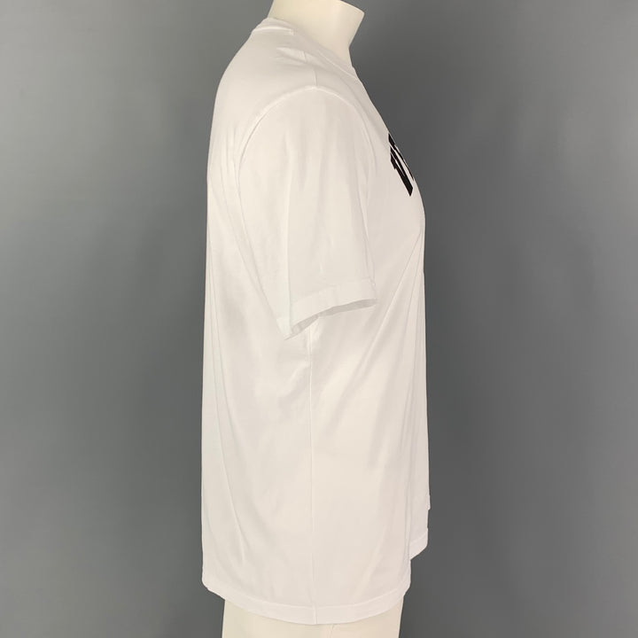 VERSACE Size 3XL White Black Logo Cotton Short Sleeve T-shirt