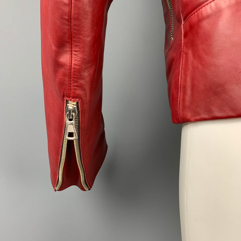 MARTIN MARGIELA Size Size M Brick Red Leather Motorcycle Jacket