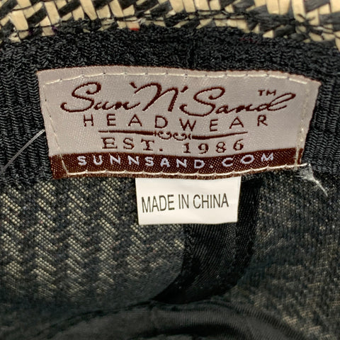 SUN 'N' SAND Black & White Woven Raffia Fedora Hat