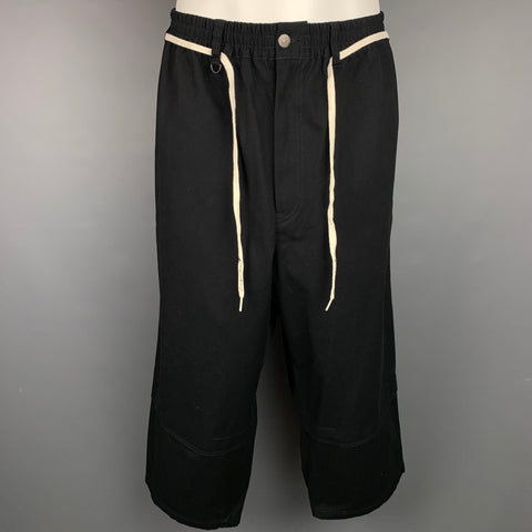 Y-3 by YOHJI YAMAMOTO Talla M Pantalones casuales de pierna ancha elásticos de algodón negro