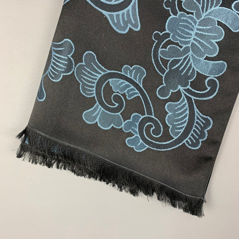 LOUIS VUITTON Blue Black Jacquard Silk Scarf