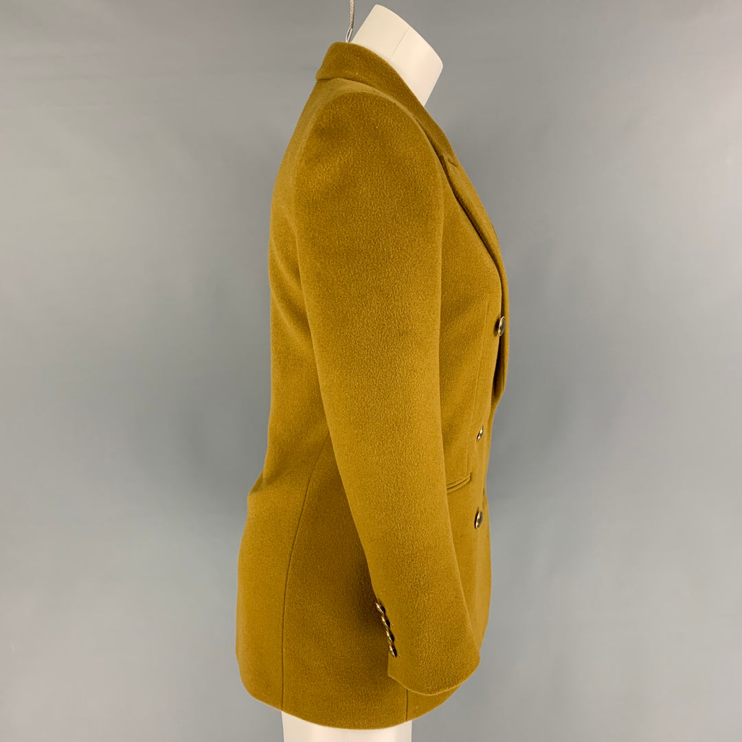 SAINT LAURENT Size 0 Mustard Wool Cashmere Double Breasted Jacket