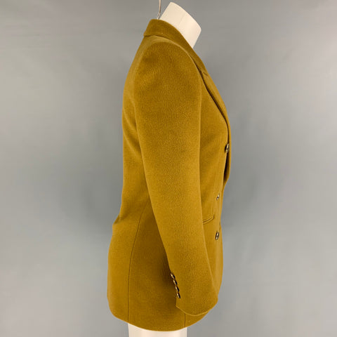 SAINT LAURENT Veste croisée en laine et cachemire moutarde taille 0