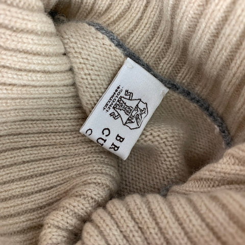 BRUNELLO CUCINELLI Size M Beige Knitted Cashmere Turtleneck Sweater