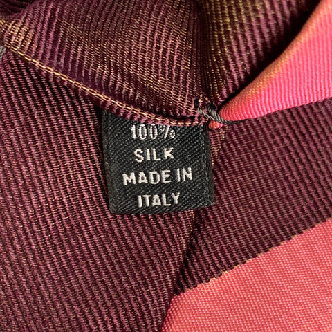 DRIES VAN NOTEN Pink Brown Diagonal Stripe Silk Tie