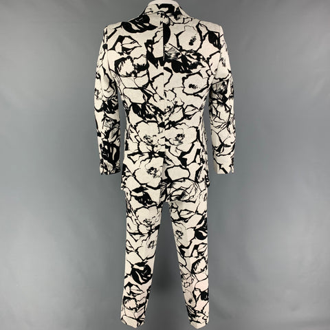 COMME des GARCONS HOMME PLUS Size L Black White Jacquard Cotton Blend Suit