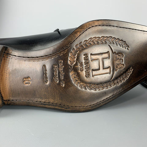 CALZOLERIA HARRIS Size 10 Black Leather Square Toe Dress Shoe