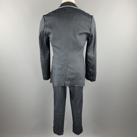 VIVIENNE WESTWOOD MAN Size 40 Charcoal Ramie Blend Notch Lapel Suit