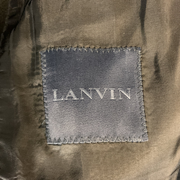LANVIN Size 38 Black Satin Notch Lapel Two Piece Tuxedo