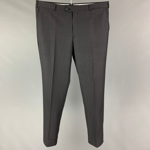 PAL ZILERI Size 36 Charcoal Virgin Wool Flat Front Dress Pants