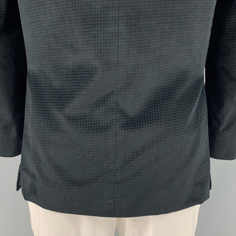 ERMENEGILDO ZEGNA Size 44 Black Houndstooth Cotton Silk Sport Coat