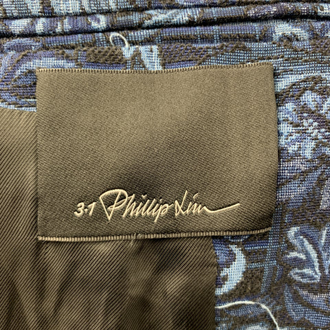 3.1 PHILLIP LIM Manteau de sport en mélange de viscose florale marine à revers cranté taille 42