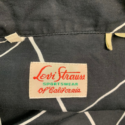 LEVI'S VINTAGE Size M Black White Print Cotton Camp Long Sleeve Shirt